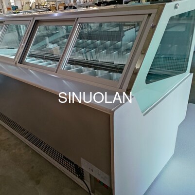 Sliding Door Ice Cream Display Cabinet Commercial Fan Cooling