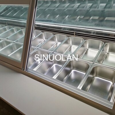 R404a Ice Cream Display Freezer 24pcs Pans Cold Plate Gelato Showcase Commercial
