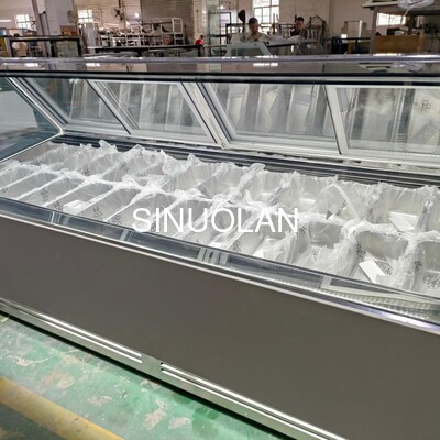 Luxury Gelato Ice Cream Refrigerator 24 Pan Display Air Cooling