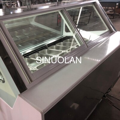 16Pans Commercial Ice Cream Display Freezer Movable For Gelato Shop