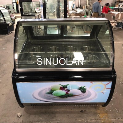 Commercial Ice Cream Display Freezer Refrigerated Gelato Round Drum Pan