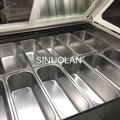Sliding Door Commercial Gelato Freezer Ice Cream Display Cabinets With LED Light