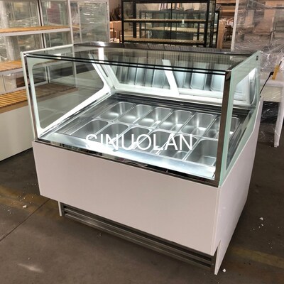 Sliding Door Commercial Gelato Freezer Ice Cream Display Cabinets With LED Light