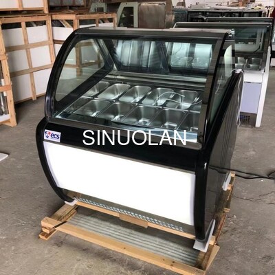 Glass Door Gelato Display Freezer Ice Cream Showcase 10pcs Pans