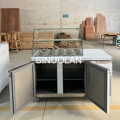 Single Temperature Pizza Salad Preparation Fridge 2 Door Automatic Defrost