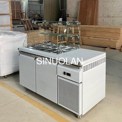Single Temperature Pizza Salad Preparation Fridge 2 Door Automatic Defrost