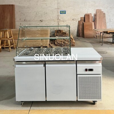 Single Temperature Pizza Salad Preparation Fridge 2 Door Automatic Defrost