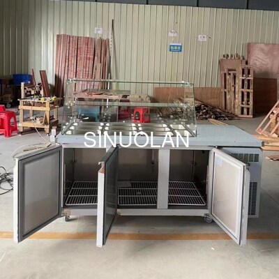 Custom Salad Preparation Fridge Sandwich Prep Counter 3 Doors