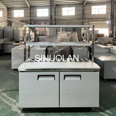 SS201 SS304 Salad Prep Table Refrigerator 2 Door Pizza Bar Subway Display Fridge