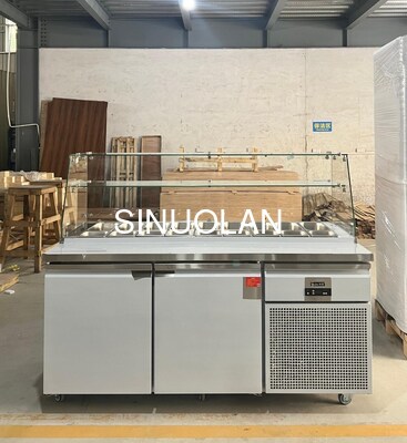Kitchen Open Top Salad Bar Refrigerator Commercial With Undercounter Storage