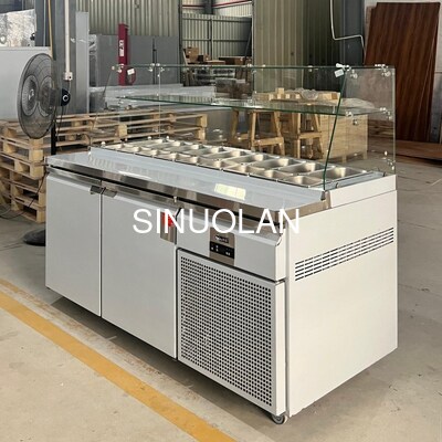 Kitchen Open Top Salad Bar Refrigerator Commercial With Undercounter Storage