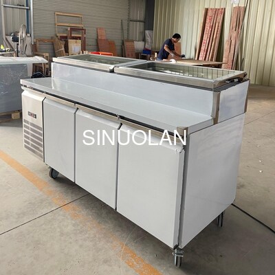 Stainless Steel Fruit Salad Display Refrigerator Air Cooling 3 Doors