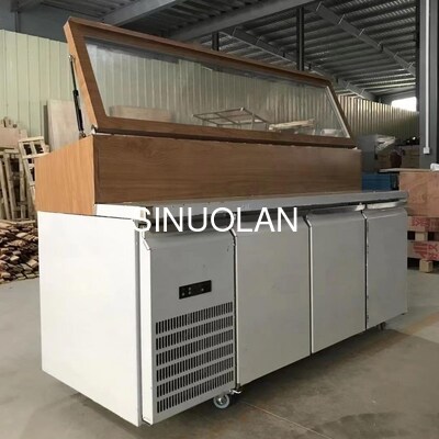 OEM R134a R290 Salad Preparation Fridge 3 Doors Air Cooling