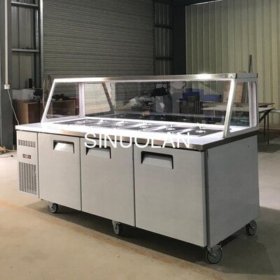Stainless Steel Counter Top Refrigerator Pizza Salad Display With GN Pan