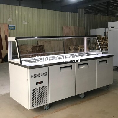 Stainless Steel Counter Top Refrigerator Pizza Salad Display With GN Pan