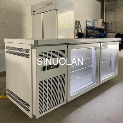 Double Glass Doors Kitchen Fridge Workbench Undercounter Refrigerators Freezers Refrigerator