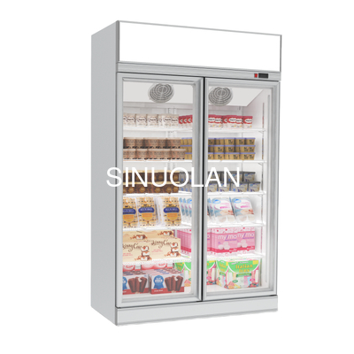 Commercial Upright 2 Glass Door Refrigerator Display Fridge Beverage Cooler Cold Drink Showcase for Supermarket