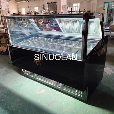 16 Pans Ice Cream Display Freezer Catering Equipment For Stores