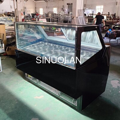 16 Pans Ice Cream Display Freezer Catering Equipment For Stores