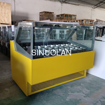 16 Trays Glass Door Hard Ice Cream Display Cabinet Italian Gelato Freezer