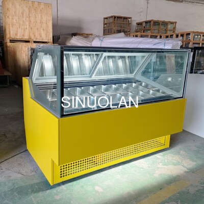 16 Trays Glass Door Hard Ice Cream Display Cabinet Italian Gelato Freezer