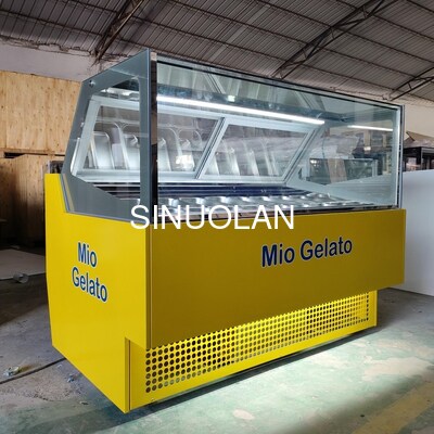 16 Trays Glass Door Hard Ice Cream Display Cabinet Italian Gelato Freezer