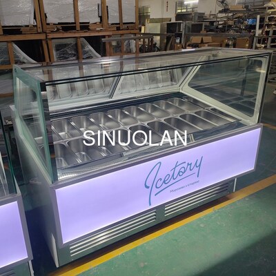Italian Gelato Helados Ice Cream Showcase Freezer 6 16 18 20 24 Pan