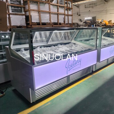Italian Large Gelato Ice Cream Display Freezer Single Temperature Air Cooled