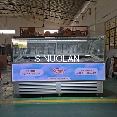 Air Cooling Gelato Display Freezer Ice Cream Refrigerator Showcase With LED Panel