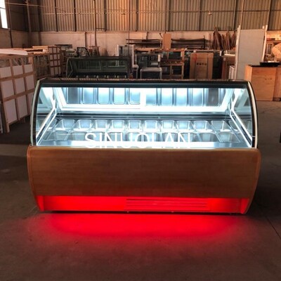Supermarket Countertop Gelato Display Freezer Commercial With Glass Door