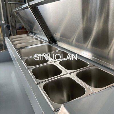 Kitchen Under Counter Pizza Prep Table Refrigerator SS304 for Salad Sandwich