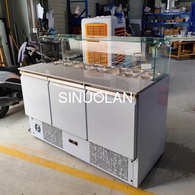 R134a R290 Refrigerant Pizza Prep Table Commercial for European Market