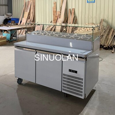 Customizable Stainless Steel Pizza Prep Table Refrigerated Pizza Counter Pizza Freezer