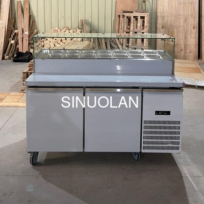 Customizable Stainless Steel Pizza Prep Table Refrigerated Pizza Counter Pizza Freezer