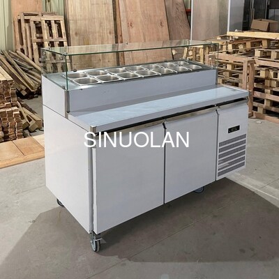 Customizable Stainless Steel Pizza Prep Table Refrigerated Pizza Counter Pizza Freezer