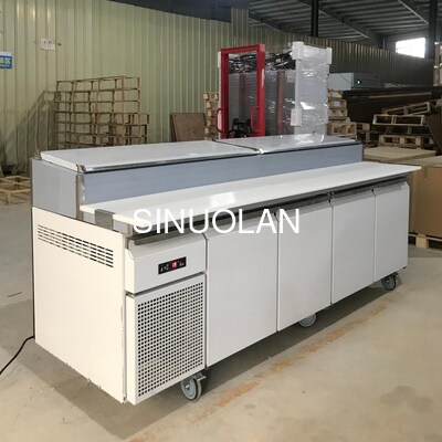 Stainless Steel Pizza Preparation Counter Refrigerator 4 Door Customized Commercial