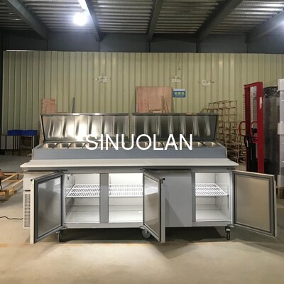 Stainless Steel Pizza Preparation Counter Refrigerator 4 Door Customized Commercial
