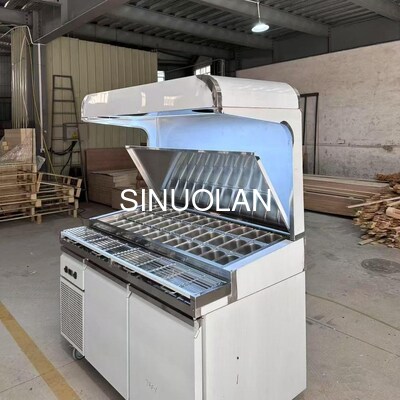 Stainless Steel 201 Pizza Prep Table Cooler 2 Doors Commercial With LED