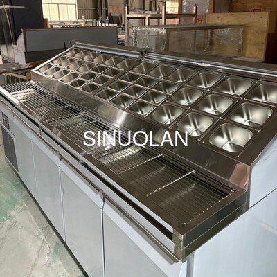 Stainless Steel Undercounter Countertop Pizza Fridge Commercial 4 Doors