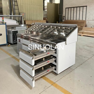 Kitchen SS Under Counter Pizza Prep Table Refrigerator for Salad Bar Sandwich