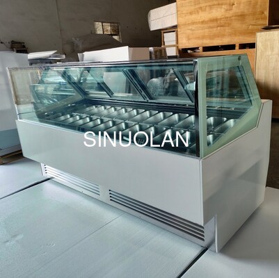 Commercial Ice Cream Showcase Display Freezer With Secop / Embraco Compressor