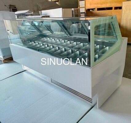 Commercial Ice Cream Showcase Display Freezer With Secop / Embraco Compressor