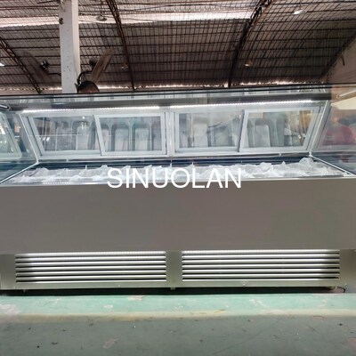 Big Upright Ice Cream Display Freezer Air Cooling Automatic Defrost