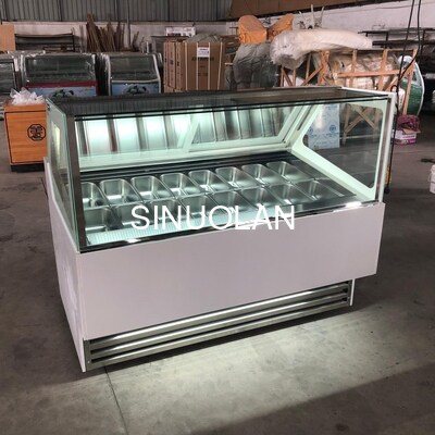 16Pans Commercial Ice Cream Display Freezer Movable For Gelato Shop