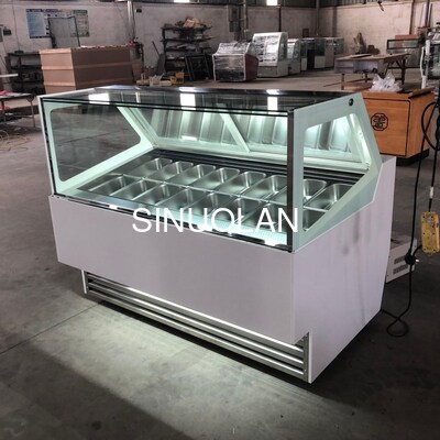 16Pans Commercial Ice Cream Display Freezer Movable For Gelato Shop