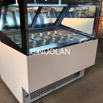 Customized Luxury Ice Cream Showcase Display Freezer Gelato Dipping Cabinet