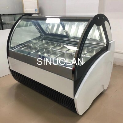 16 Trays Italian Gelato Showcase Freezer Ice Cream Dipping Cabinet