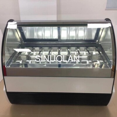 16pcs Pans Gelato Showcase Freezer Customized For Ice Cream Store