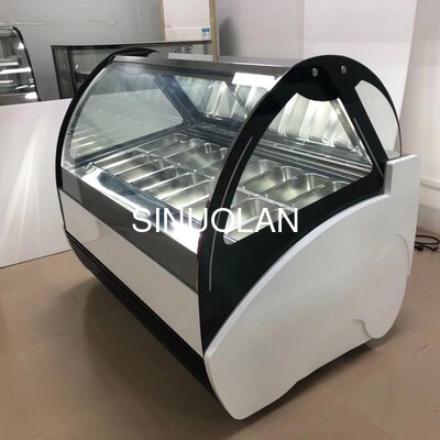 16 Pans Countertop Gelato Freezer Ice Cream Showcase With LED Light