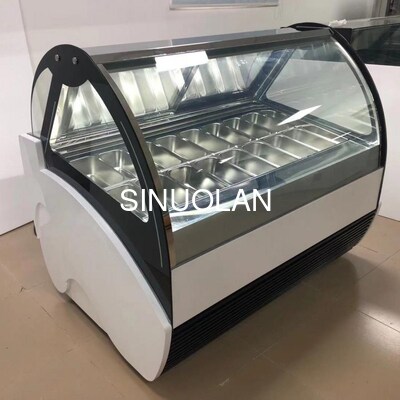 16pcs Pans Gelato Display Freezer R404a R290 Ice Cream Refrigeration Equipment